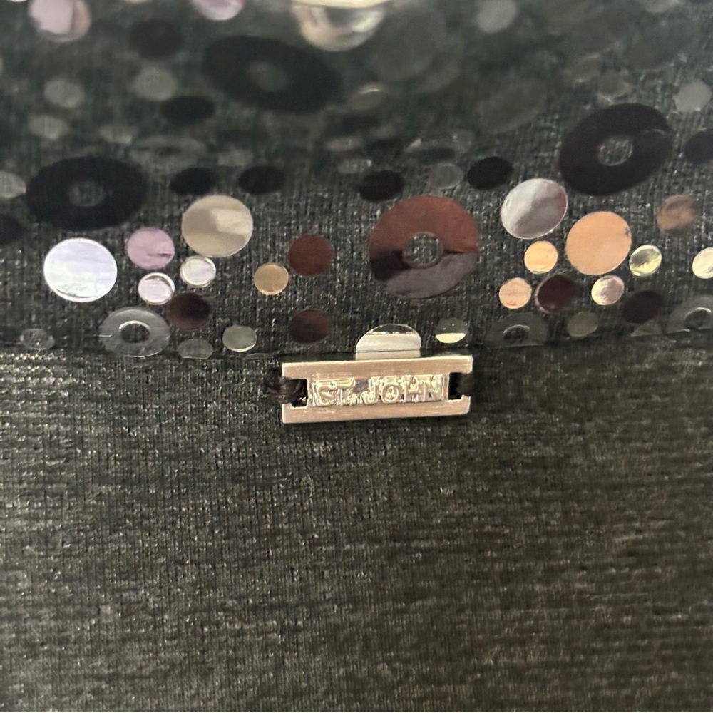ST JOHN Womens Gray Cardigan Jacket Sequin Embellishments SZ S Petite Party Chic - Picture 6 of 7
